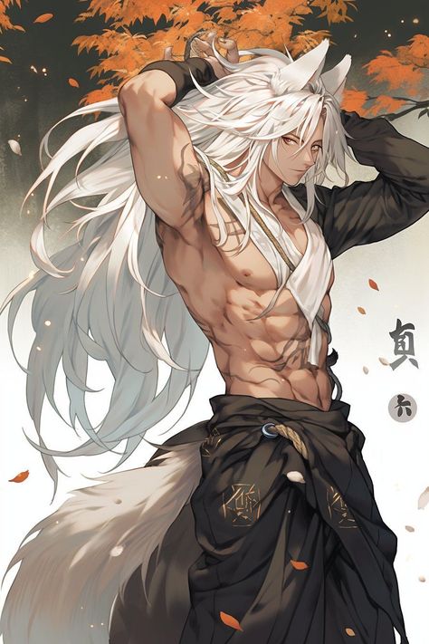 Anime Lion Man, Lion Oc Art Male, Lion Oc Human, Male Kitsune Character Design, Beastman Fantasy Art, Male Kitsune Art, Dragon Anime Guy, Kitsune Man, Male Kitsune Oc