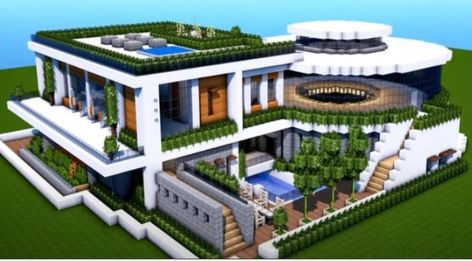 Pretty Minecraft Houses, Minecraft Modern Mansion, Big Minecraft Houses, Mansion Minecraft, Modern House Minecraft, Big Modern Houses, Modern Minecraft Houses, Case Minecraft, Minecraft Houses Survival