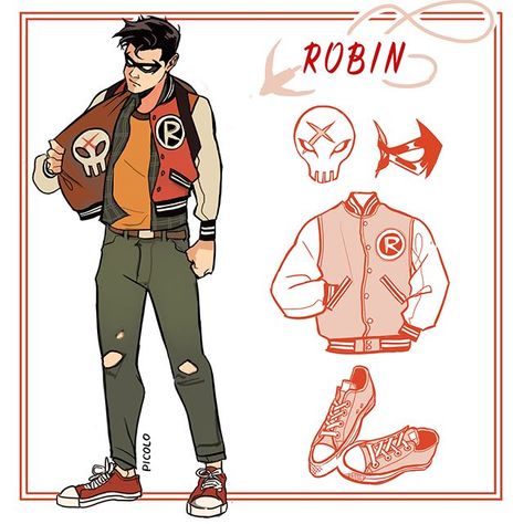 Here’s the final design of the casual teen titans! Can’t wait to share what I have prepared for them! Which one is your favorite? 👀 •… Picolo Art, Cosplay Robin, Gabriel Picolo, Teen Titans Robin, Robin Cosplay, Original Teen Titans, Robin Dc, Teen Titans Fanart, Teen Titan