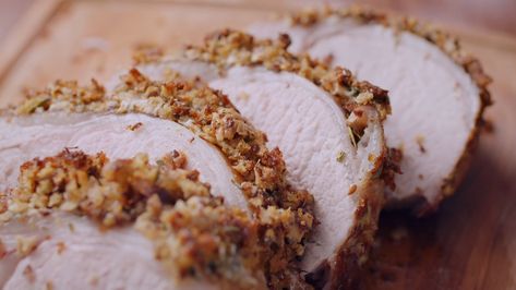 Mary Makes It Easy | Maple Brined Pork Roast | This recipe for a Maple Pork Roast will be sure to make a great impression on your guests! 🍁 Tap the link in bio to get this and three more dishes to... | By CTV Life Channel Center Cut Pork Roast, Mary Makes It Easy, Roasted Pork Tenderloin Recipes, Boneless Pork Roast, Crumb Recipe, Roasted Pork Tenderloins, Pork Roast Recipes, Tenderloin Recipe, Turkey Breast Recipe