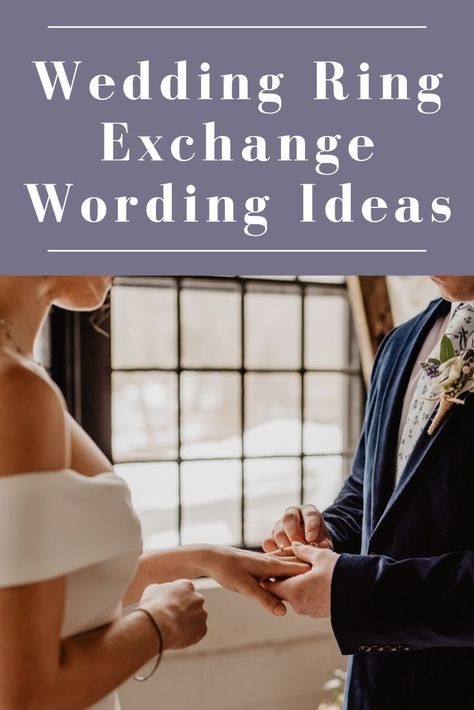 The ring exchange is the last piece of the ceremony before the big kiss. You’re probably familiar with the most common ring exchange wording, “With this ring, I thee wed.” Along with this ever-classic phrase, there is an array of ring exchange scripts for both religious and secular ceremonies. We’ve broken down everything you need to know about this important part of the ceremony. Read on for popular ring exchange wording and non-traditional scripts. Then, choose one that speaks to you! #RingWed Wedding Exchange Of Rings Vows, Wedding Ring Exchange Wording, Ring Exchange Vows, Ring Exchange Wording, Wedding Ring Vows, Ring Vows, Ring Exchange Ceremony, Secular Wedding Ceremony, Wedding Ring Exchange