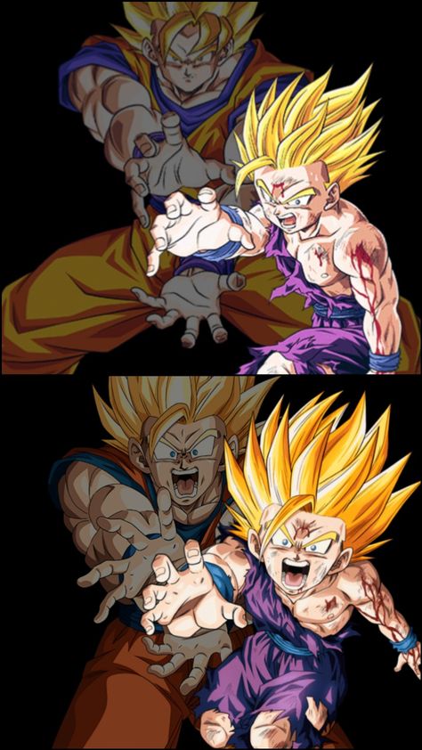 Gohan One Hand Kamehameha, Father Son Kamehameha, Gohan Kamehameha, Teen Gohan, Gohan Ssj2, Goku And Gohan, Dragon Ball Tattoo, Cool Pokemon Wallpapers, Dragon Ball Art Goku