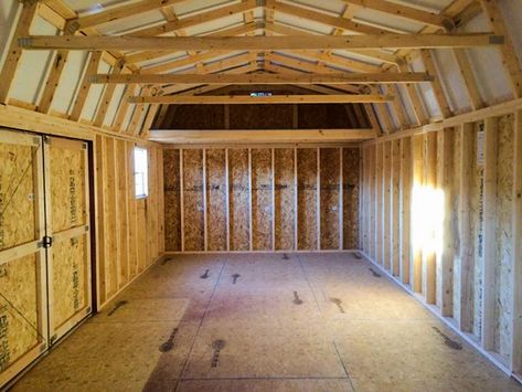 How to Turn a Shed into an Office in 13 Steps | Fisher Barns Shed To Office Conversion Diy, Shed Turned Office, Tuff Shed Office Interior, Interior Shed Design, Diy Shed Office, Turn Shed Into Office, Shed Turned Into Office, Convert Shed To Office, Shed Office Interior Ideas