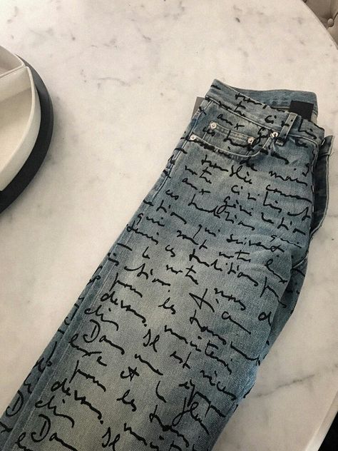 Custom Denim Jeans, Hellboy Tattoo, Luv Letter, Denim Pants Fashion, Trendy Shirt Designs, Denim Projects, African Clothing For Men, Concept Clothing, Custom Jeans