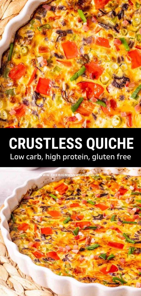 Easy Breakfast Quiche Crustless, Low Carb Sausage Quiche, Bacon Bell Pepper Quiche, Low Carb Egg Frittata, Quiche Recipes Peppers, Crustless Quiche Recipes Bacon, Breakfast Casserole With Peppers And Onions, Eggs With Peppers And Onions, Low Calorie Crustless Quiche