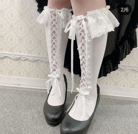 White Goth, Fancy Outfits, Gothic Lolita, Art Clothes, Lolita Fashion, Dream Clothes, High Socks, Cute Fashion, Cute Shoes