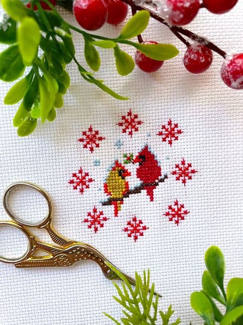 beginning cross stitch pattern free | Love working on small Christmas ornaments | Facebook Small Christmas Cross Stitch Patterns Free Minis, Christmas Cross Stitch Patterns Free Ornaments, Counted Cross Stitch Christmas Ornaments, Cross Stitch Ornaments Patterns Free, First Christmas Cross Stitch Ornament, Tiny Christmas Cross Stitch, Cross Stitch Christmas Ornaments Free, Small Cross Stitch Patterns Free Minis, Small Christmas Cross Stitch Patterns