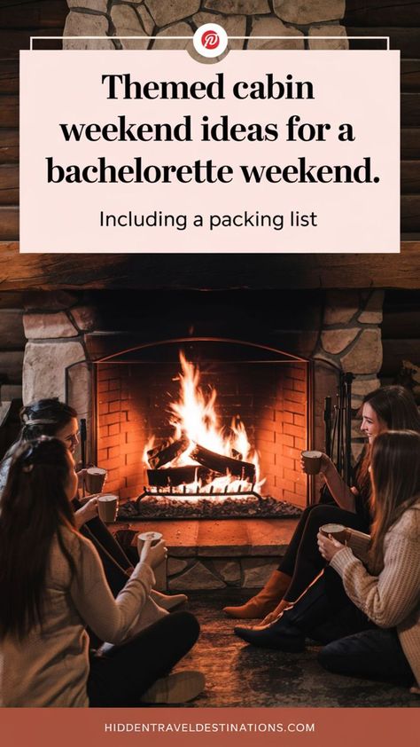 Themed Cabin Weekend Ideas for a Bachelorette weekend. 7 items you shouldn't forget. Dreaming of a cozy cabin weekend? Perfect for girl's trips, this guide is packed with ideas for themed getaways, activities, delicious food, and an easy packing list. Whether it’s a wine night, a birthday bash, or a chill camping weekend, you’ll find everything you need to plan the ultimate trip! Ski Lodge Party College, Cabin Weekend Ideas, Cabin Weekend, Ideas With Friends, Delicious Food Ideas, Girls Weekend Getaway, Cabin Trip, Activities For Girls, Weekend Ideas