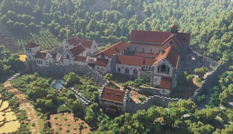 Minecraft Abbey, Minecraft Building Guide, Minecraft Structures, Bangunan Minecraft, Minecraft Castle, Minecraft Medieval, Cool Minecraft Houses, Minecraft City, Minecraft Plans