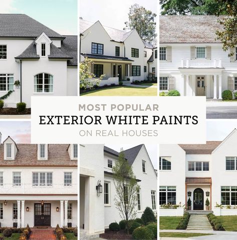 The 10 Best White Exterior Paint Colors - Jenna Sue Design Best White For Exterior House, Best Off White Exterior Paint Color, Popular White Exterior Paint Colors, Best Creamy White Exterior Paint Color, White Exterior Paint Colors Stucco, Best White Paint Color For Exterior Brick, Ballet White Exterior Paint, White House Exterior Colors, White Siding Exterior