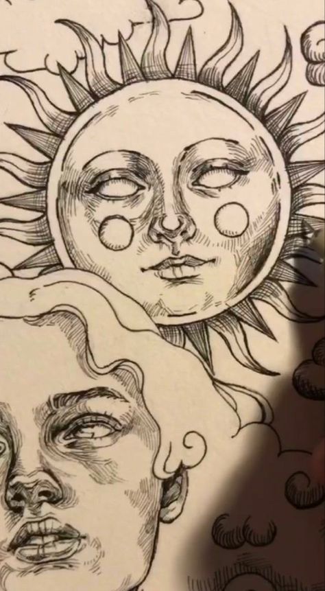 Hippie Pictures, Hippie Tattoo, Sun Drawing, Weird Drawings, Moon Drawing, Beauty Art Drawings, Vintage Poster Art, Hippie Art, Mini Canvas Art