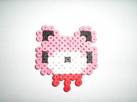 gloomy bear hama bead by akumalucy89.deviantart.com on @deviantART Gloomy Bear Pixel Art, Perler Gummy Bear, Gloomy Bear Pixel Art Grid, Cutecore Perler Bead, Gloomy Bear Perler Bead Patterns, Gloomy Bear Perler, Creepy Cute Perler Beads, Gloomy Bear Kandi, Paper Hearts Origami