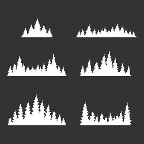 Set of pine trees forest silhouette isol... | Premium Vector #Freepik #vector #hand-art #tree-silhouette #nature-art #art Tree Line Silhouette Forests, Silhouette Nature, Pine Tree Silhouette, Forest Silhouette, Pine Trees Forest, Trees Forest, Dye Ideas, Silhouette Illustration, Hand Drawn Vector Illustrations