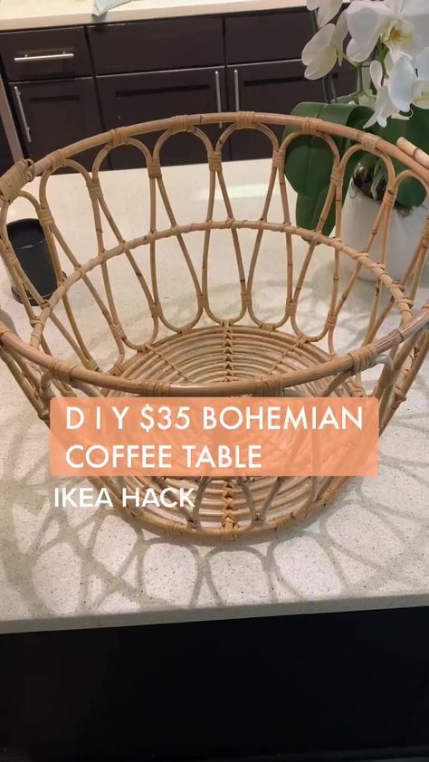 Sunroom Decorating Ideas Bohemian, Bohemian Living Room Coffee Tables, Ikea Coffee Table Hack, Round Coffee Table Diy, Coffee Table Hacks, Boho Dining Table, Bohemian Coffee Table, Ikea Coffee, Ikea Dining Table