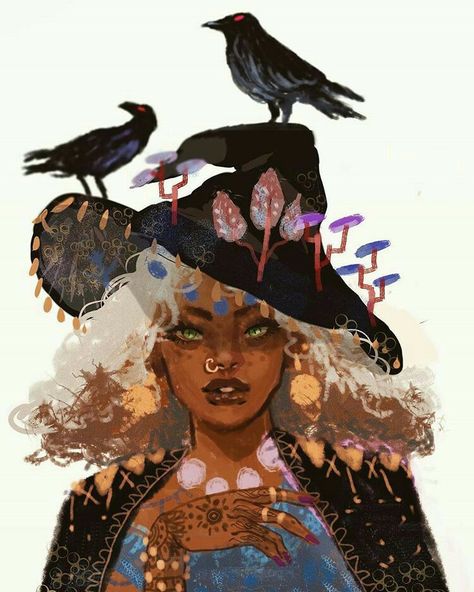 Black gal magic Mushroom Druid, Moon Character Design, Circle Of Spores Druid, Druid Circle, Mushroom Witch, Dnd Druid, Images D'art, Witch Girl, Moon Witch