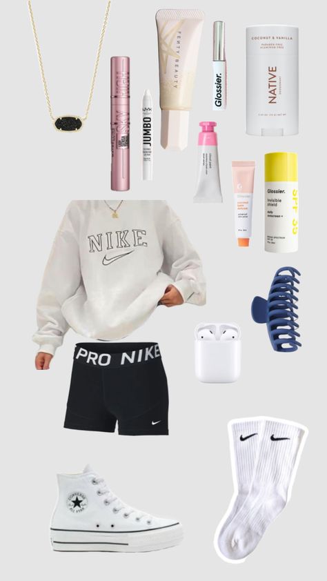 #outfitinspo #beauty #fitinspo #fitspo #nike #converse Preppy Nike Pro Outfit, Styling Nike Pros, Your Sport Your Outfit, Outfits To Wear With Nike Pros Shorts, Outfits With Nike Pro Leggings, Nike Pros With Sweatpants Outfit, Nike Pro Leggings Outfit For School, Nike Pro Outfit Ideas, Cute Outfits With Nike Pros