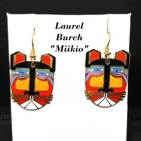 #etsy shop: Laurel Burch "Miikio" Earrings, Gold Plated Enamel Large Cat Faces, 1980s Vintage Jewelry https://etsy.me/3ekeSZN #gold #animal #animals #red #women #earwire #bohohippie #earlobe #laurelburch Laurel Burch, Jewelry Boards, Cat Face, 1980s Vintage, Enamel Jewelry, Vintage Gifts, Beautiful Necklaces, Hippie Boho, Vintage Jewelry