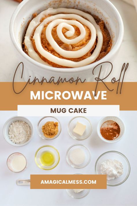 Microwave Cinnamon Roll, Mug Cinnamon Roll, Cinnamon Roll In A Mug, Cinnamon Roll Cake Recipe, Microwave Cake Recipe, Cinnamon Mug Cake, Roll Cake Recipe, Cinnamon Roll Muffins, Mug Cake Recipe