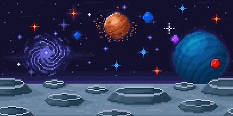 Pixel Game Ui, Planet Surface, Sky Vector, Moon Landscape, Galaxy Sky, Planet Art, 555 Wallpaper, Mixed Reality, Wallpaper Moon