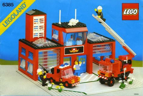 Lego City Fire Station, Old Lego Sets, Lego City Fire, Lego Fire, Lego Boxes, Lego Town, Lego Building Instructions, Fire House, Free Lego