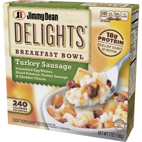 Jimmy Dean Breakfast Bowl, Turkey Sausage Breakfast, Jimmy Dean Sausage, Turkey Breakfast Sausage, Protein Rich Breakfast, Turkey Breakfast, Frozen Turkey, Frozen Breakfast, Turkey Cheese