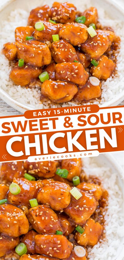 Chinese Chicken Recipes, Averie Cooks, Sweet And Sour Chicken, Better Than Takeout, Sweet Sour Chicken, Sweet N Sour Chicken, 15 Minute Meals, Asian Foods, Chinese Dishes