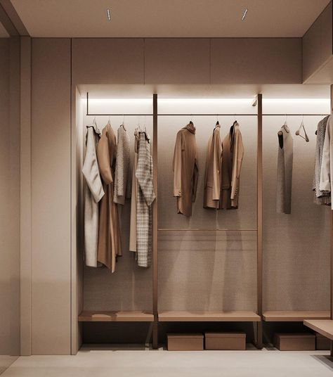 Japandi Walk In Closet, Japandi Bedroom Closet, Japandi Closet, Japandi Wardrobe, Japandi Entryway, Bedroom Closet Ideas, Minimal Closet, Closet Organisation, Japan Interior