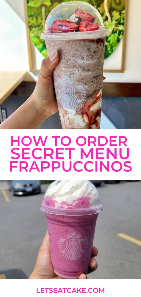 Looking for something new to order the next time you are at Starbucks? Try one of these 23 Secret Menu Frappuccinos for the perfect frozen coffee treat. Starbucks Drinks What To Ask For, The Best Drinks At Starbucks, Starbucks Drinks To Try How To Order, Starbucks Frappuccino Secret Menu Drinks, Frappuccino Recipe Starbucks Order, Starbucks Drinks That Taste Like Ice Cream, Starbucks Drinks Caffeine Free, Starbucks Frozen Coffee Drinks, Starbucks Secret Menu Drinks Frappuccino Recipe