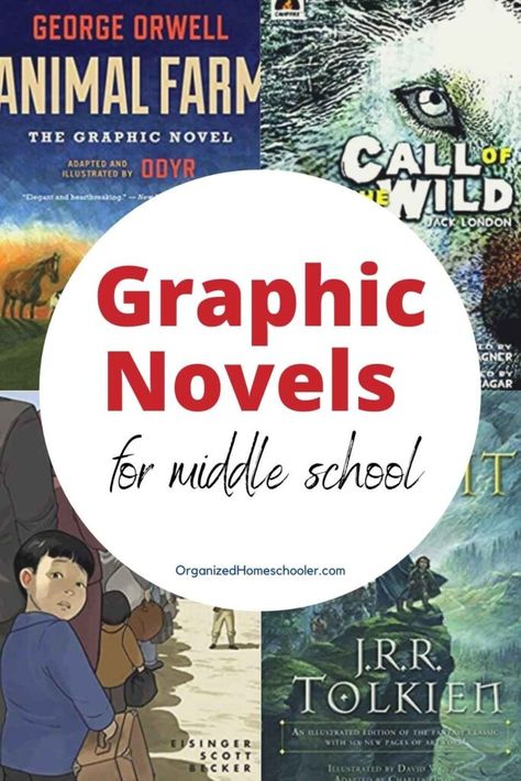 Middle School Graphic Novels, Middle School Homeschool Ideas, Middle School Unit Studies, Homeschooling Middle School, Middle School Homeschool, Middle School Novel Studies, Language Arts Activities Middle School, Homeschool Middle School Curriculum, Middle School Novels