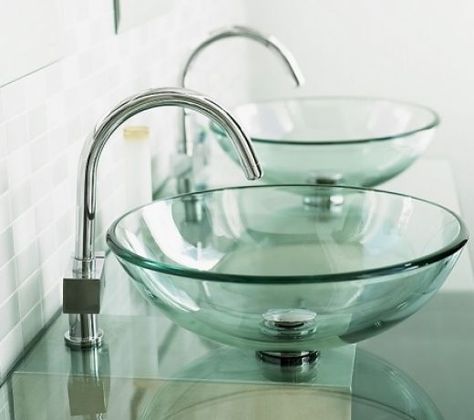 i think they look classy :) Glass Bowl Sink, Modern Small Bathrooms, How To Wash Vegetables, Glass Vessel Sinks, Small Bathroom Vanities, Glass Sink, Basin Design, Water Closet, Home Furnishing Stores