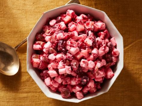 The Best Cold Thanksgiving Side Dishes | Thanksgiving Recipes, Menus, Entertaining & More : Food Network | Food Network Cranberry Fluff Recipe, Traditional Thanksgiving Sides, Sides Thanksgiving, Thanksgiving Fruit Salad, Sweet Potato Salad Recipe, Cranberry Fluff, Cold Side Dishes, Thanksgiving Fruit, Keto Thanksgiving