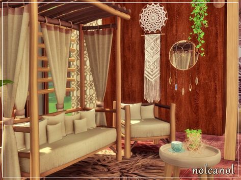 Sims 4 Boho Living Room Cc, Sims 4 Cc Crystal Decor, Sims 4 Boho Bedroom, Sims 4 Boho Cc, Sims Kitchen, Living Room Hippie, Sims 4 Game Packs, Hippie Bed, Hippie Living Room