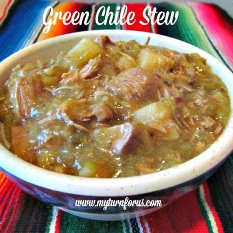 New Mexico Green Chile Pork Slow Cooker Stew - My Turn for Us Green Chili Pork Stew, Pork Green Chile, Green Chile Pork, Hatch Green Chili Recipe, Pork Stew Meat, Green Chili Stew, Pork Stew Recipes, Green Chili Pork, Green Chile Stew