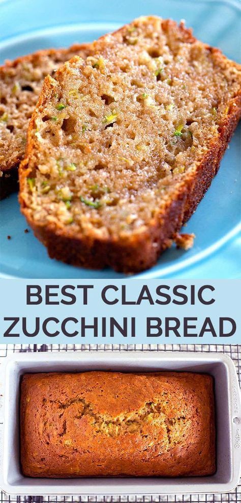 Classic Snacks, Easy Zucchini Bread Recipes, Moist Zucchini Bread, Zucchini Recipes Dessert, Easy Zucchini Bread, Best Zucchini Bread, Zucchini Pizza, Zucchini Bread Recipe, Cloud Bread