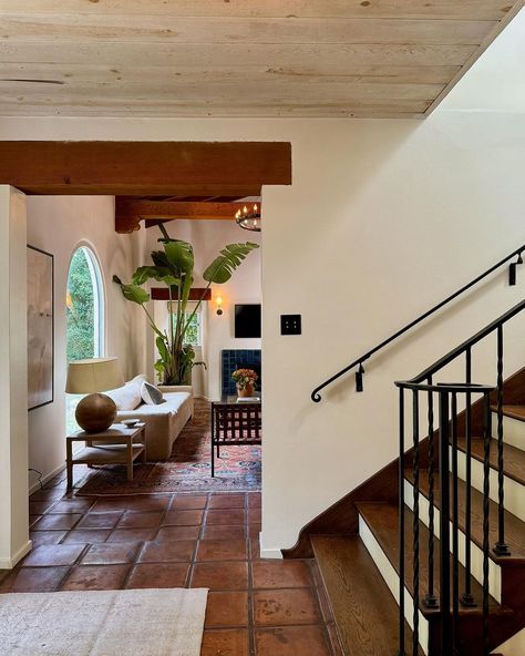 🌺 1920s Spanish gem with both classic character and modern conveniences in coveted lower Outpost Estates⁠ ⁠ ✔️ Dramatic vaulted wood-beam… | Instagram Spanish Style Closet, Spanish Corbels, Tiered Backyard, Stereo Room, Spanish Revival Interior, Runyon Canyon, Dipping Pool, Spanish Home Decor, Spanish Bungalow