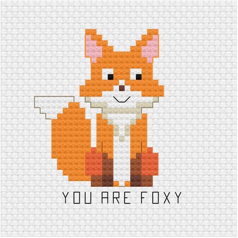 Fox Cross Stitch Pattern, Fox Cross Stitch, Autumn Cross Stitch Patterns, Fall Cross Stitch, Nature Cross Stitch, Embroidery Sampler, Animal Cross Stitch Patterns, Cross Stitch Heart, Fox Pattern