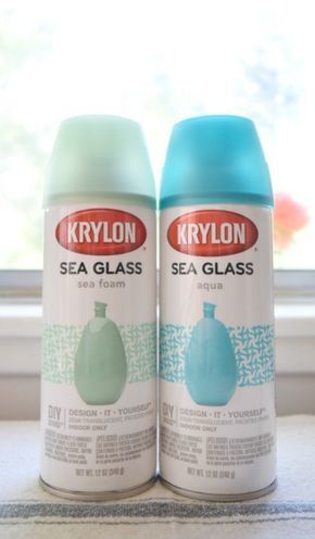 Sea Glass Painting, Sea Glass Spray Paint, Sea Glass Paint, Bayou Wedding, Krylon Spray Paint, Sea Glass Decor, Glass Creations, Rv Trailer, Wine Bottle Diy Crafts