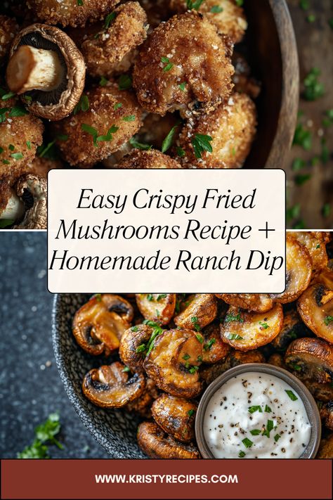 Crispy on the outside, tender on the inside! These fried mushrooms with cool ranch dip are a must-try appetizer. Ready in minutes and totally irresistible! 🤤🌟 #QuickRecipes #SavorySnacks #FingerFoods Deep Fried Mushrooms, Homemade Ranch Dip, Homemade Dips, Creamy Ranch, Mushroom Recipe, Fried Mushrooms, Creamy Dip, Homemade Ranch, Ranch Dip