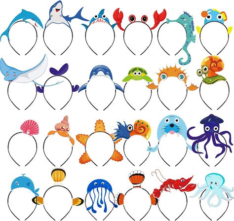 Sea Animal Party, Sea Themed Birthday Party, Ocean Party Favors, Underwater Theme Party, Ocean Theme Party Decorations, Animal Headbands, Ocean Theme Birthday, Animal Theme Birthday, Ocean Birthday Party