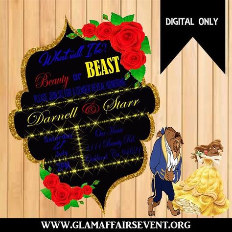 Beauty Or Beast Gender Reveal, Disney Gender Reveal, Best Gender Reveal, Beauty And The Beast Theme, Gender Reveal Party Theme, Gender Reveal Themes, Birthday Party Treats, Beauty And The Beast Party, Gender Reveal Gifts