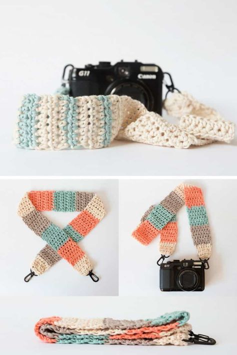 Crochet Ukulele Strap, Camera Strap Crochet, Crochet Camera Case, Crochet Camera Bag, Crochet Camera Strap, Camera Strap Pattern, Diy Camera Strap, Room Decor Crafts, Crochet Case