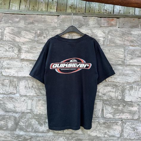 Vintage Y2K Quiksilver Boarding T-Shirt Total... - Depop Unisex Y2k Style Short Sleeve T-shirt, Retro Washed T-shirt, Y2k Cotton T-shirt With Logo Print, Vintage Quiksilver, Retro Short Sleeve Surfing T-shirt, Surf Tee, Guys Clothing Styles, Vintage Adidas, Vintage Tees