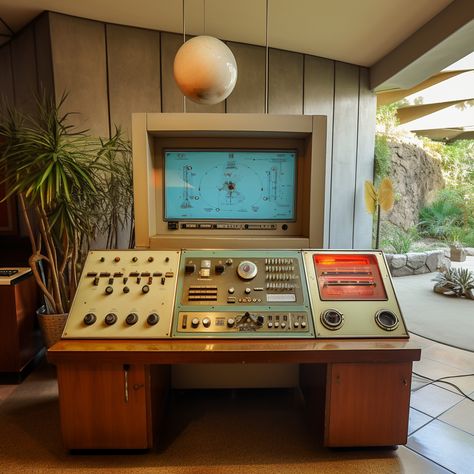 Retro Futurism Tech, 1960s Technology, 70s Tech, Retro Futurism Interior Design, Retro Futurism Interior, Spy Technology, Futuristic Office, Spy Equipment, Vintage Technology