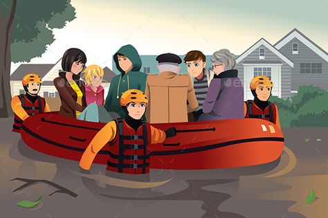 Rescue Team Helping People During Flooding Water Flood Drawing, Tsunami Waves, Boat Illustration, Islamic Cartoon, Rescue Team, Still Life Drawing, People Illustration, Drawing Images, Cartoon Clip Art