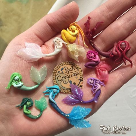 Clay Mermaid, Polymer Clay Mermaid, Miniature Mermaid, Mermaid Diy, Polymer Crafts, Cute Polymer Clay, Clay Art Projects, Fimo Clay, Clay Figures