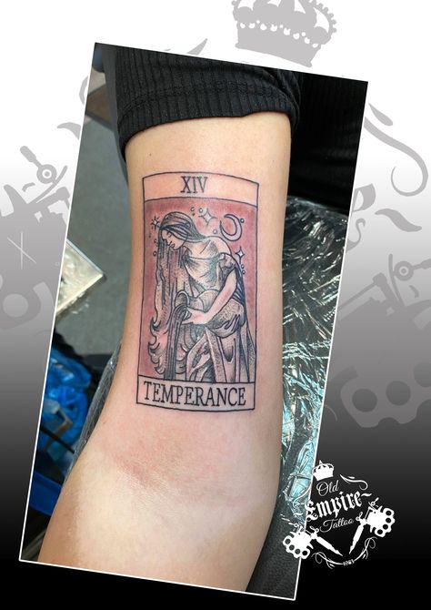 Temperance Tarot Tattoo, Temperance Tattoo, Temperance Tarot Card, Temperance Tarot, Empire Tattoo, Tarot Card Tattoo, Flying Tattoo, Tarot Tattoo, Card Tattoo