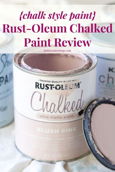 Curious about the quality of Rust-Oleum Chalked Paint? This chalk style paint works great for painting furniture and in my Rust-Oleum Chalked Paint Review I'll walk you through all the pros and cons of this affordable easy-to-use paint. Rustoleum Blush Pink Chalk Paint, Rustoleum Chalk Paint Colours, Painting With Chalk, Rustoleum Chalked, Rustoleum Paint, Countertop Paint, Rustoleum Chalk Paint, Make Chalk Paint, Waverly Chalk Paint