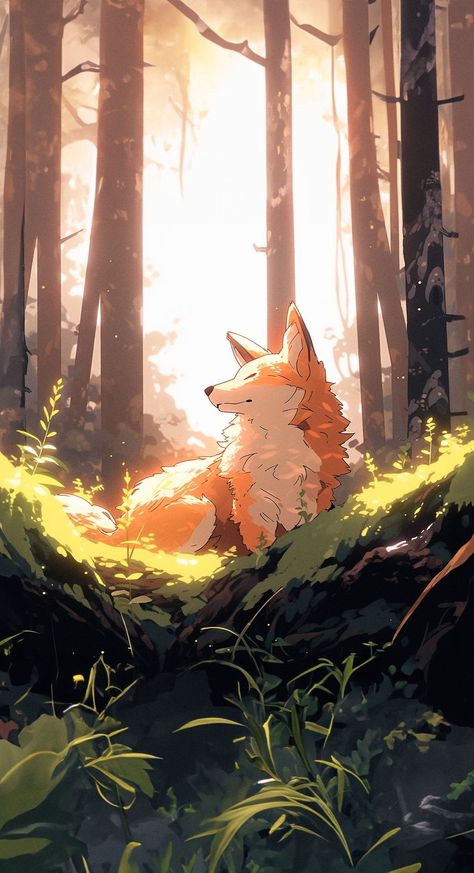 Fox Art Wallpaper, Fox Background, Fox Artwork, Environment Painting, Fox Pictures, Canine Art, Fox Art, Pretty Wallpapers Backgrounds, Cute Backgrounds