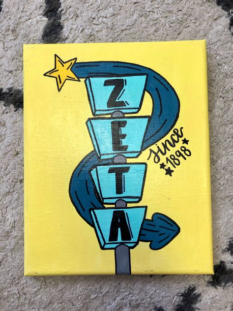 Axo Canvas Painting, Zta Canvas Painting, Adpi Paintings, Adpi Canvases, Zeta Tau Alpha Canvas, Zta Canvas, Aoii Canvas, Delta Zeta Canvas, Sorority Canvas Art