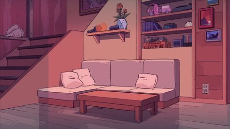 Rachel Howell - Cartoon Network - Steven Universe The Movie Animation Background Room, Gacha Steven Universe, Cartoon Network Background Art, Steven Universe Backgrounds, Gacha Cute Background, Cartoon Room Background, Steven Universe Gacha Club, Steven Universe Room, Room Design Illustration